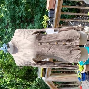 Ladies vintage silk knit short sleeve top with jacket, taupe, Anna Gray, M, NWT